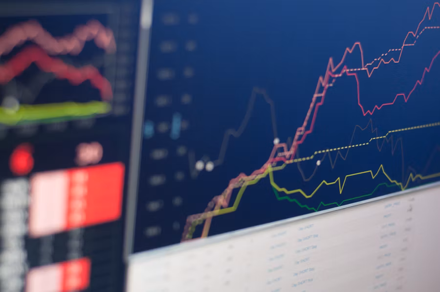 Graph showing stock performance of financial institutions
