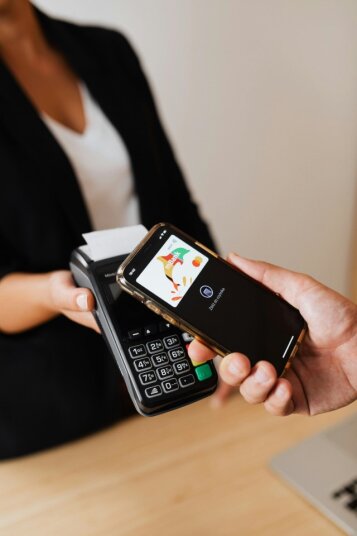 Person banking online comfortably from home